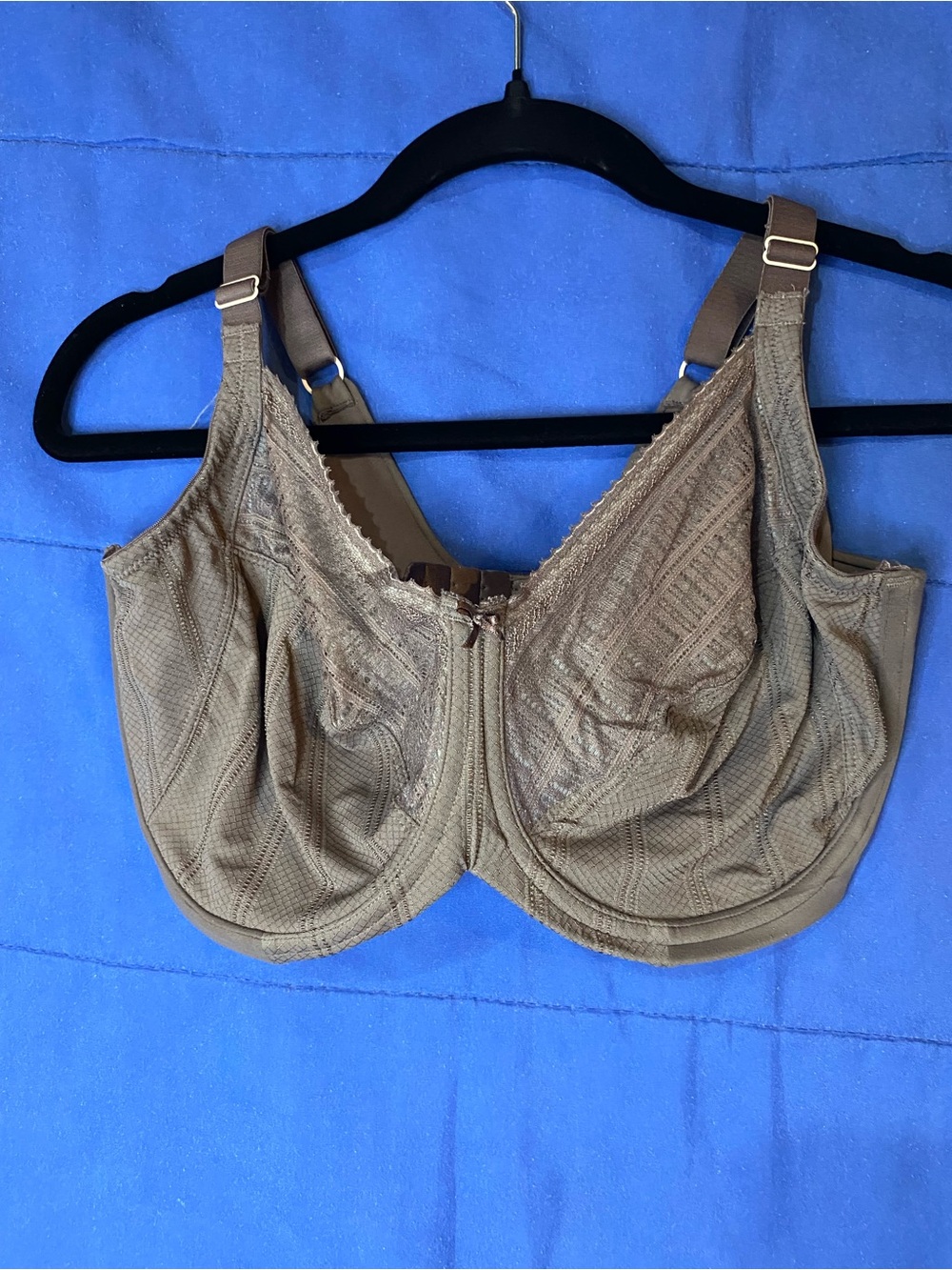 Lilyette Brown Full-Coverage Underwire Bra with Lace Trim